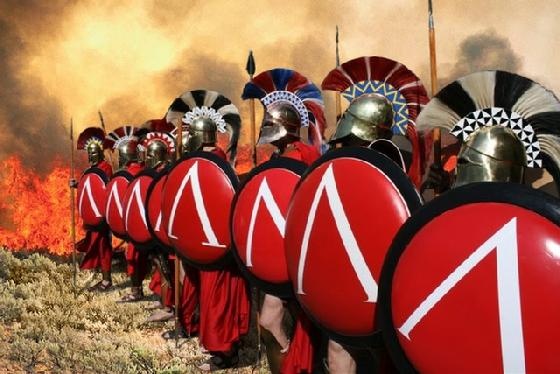 Spartans lined up for battle