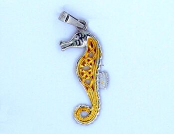 Aegean Sea Horse Pendant – silver & gold