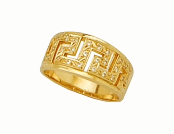 Gold Greek key ring with zirgons