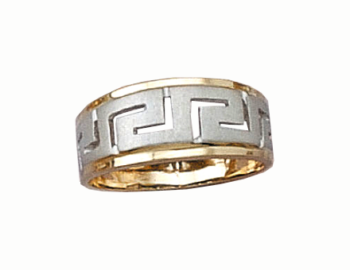 Gold & white gold Greek key band ring