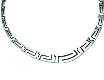 White gold Greek Key Meander Necklace