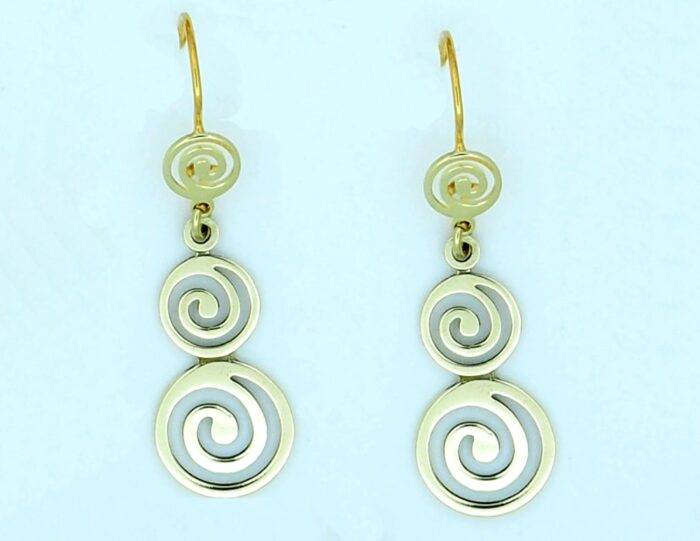Gold Spiral Greek Key Earrings