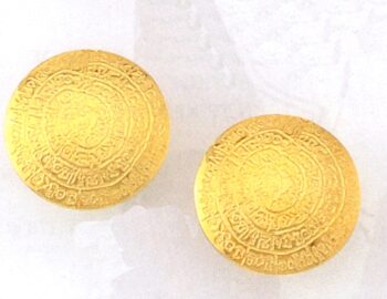 Gold Disk of Phaistos Clip Earrings