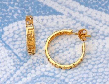 Gold Greek Key Meander Earring – size 1