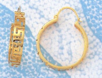 Gold Greek Key Meander Earring – large