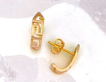 Gold Greek Key Meander Earrings