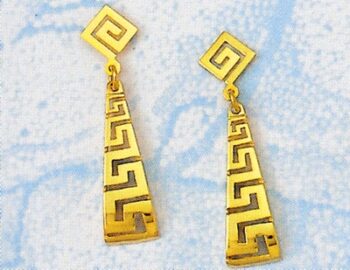 Gold Greek Key Meander Earring